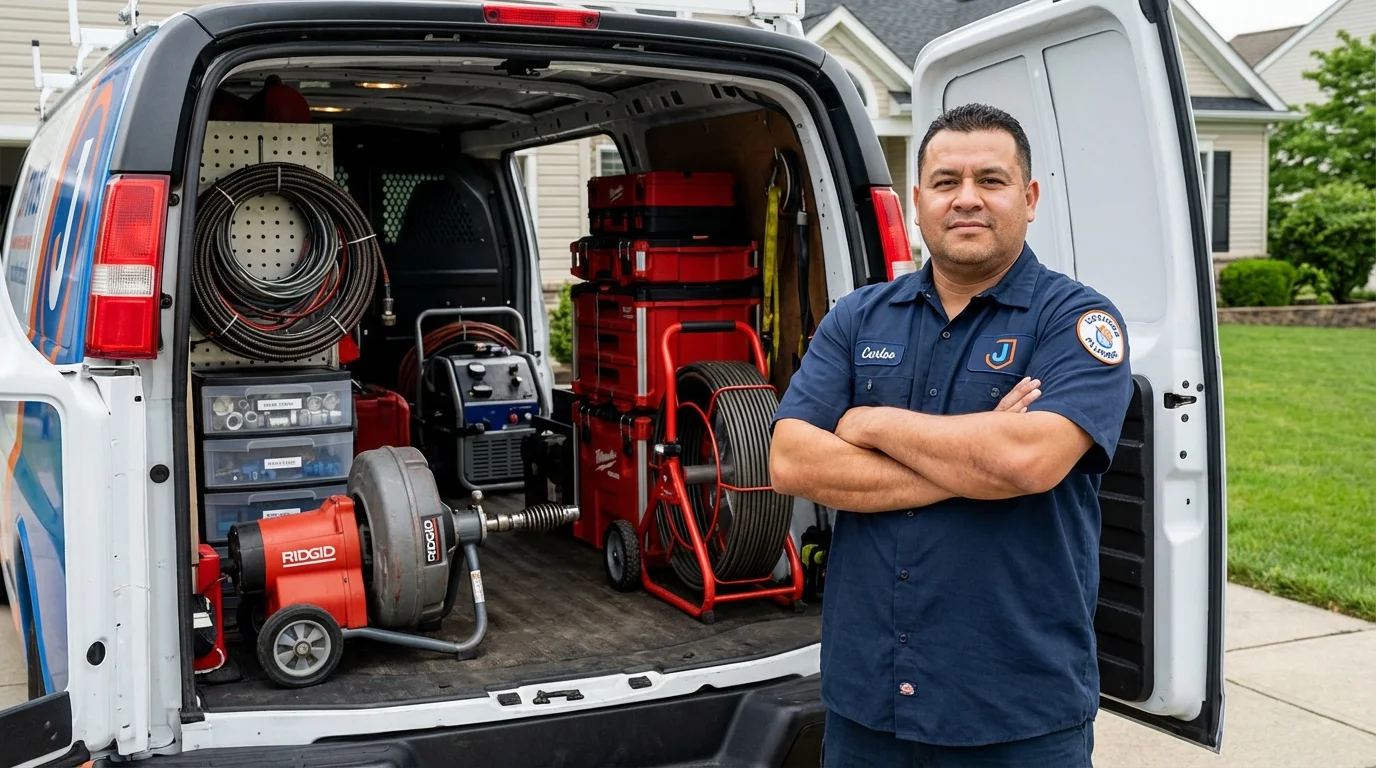 Professional drain cleaning equipment and Johns Plumbing LLC plumber in Willingboro