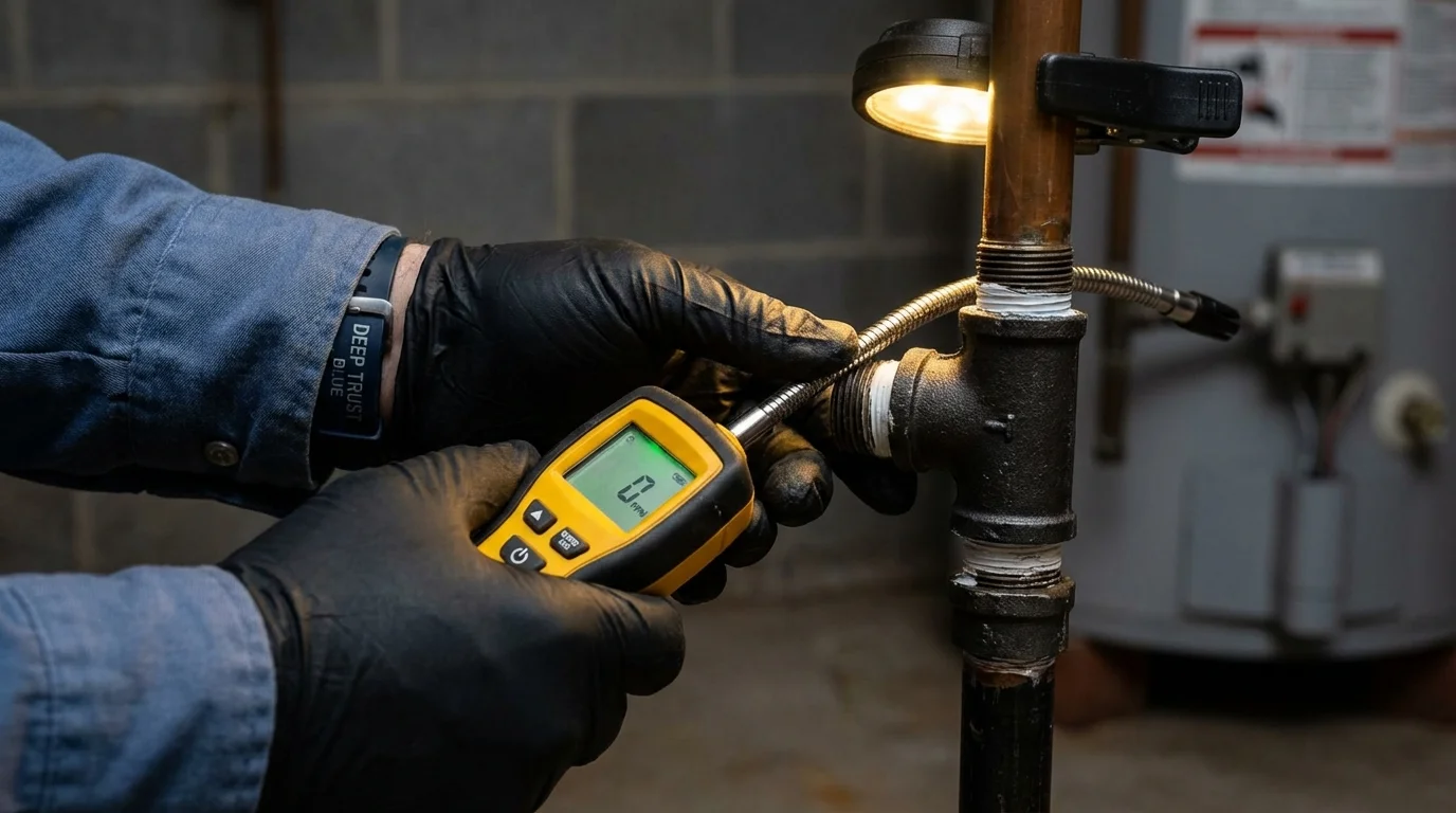 Gas leak detection with electronic sniffer by Johns Plumbing LLC in Willingboro